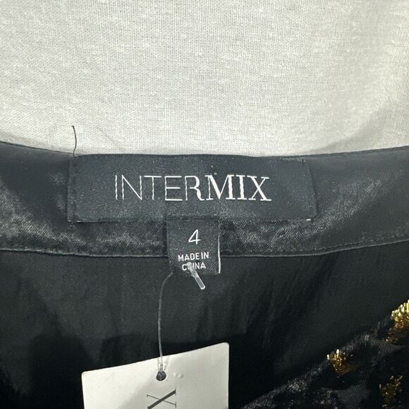 Intermix Ava Velvet Black Gold Leopard Slit Prom Midi Slip Dress Womens Size 4 - Picture 3 of 12